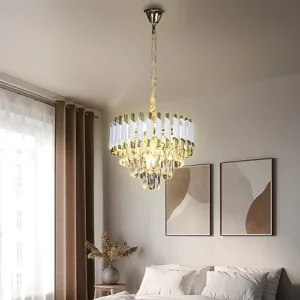 نجف ابيض مع ذهبي E14 40 سم- كرستلات
